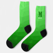 Hellgrünes geometrisches Maschenmuster Monogramm Socken (Linkes Detail)
