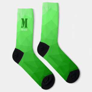 Hellgrünes geometrisches Maschenmuster Monogramm Socken