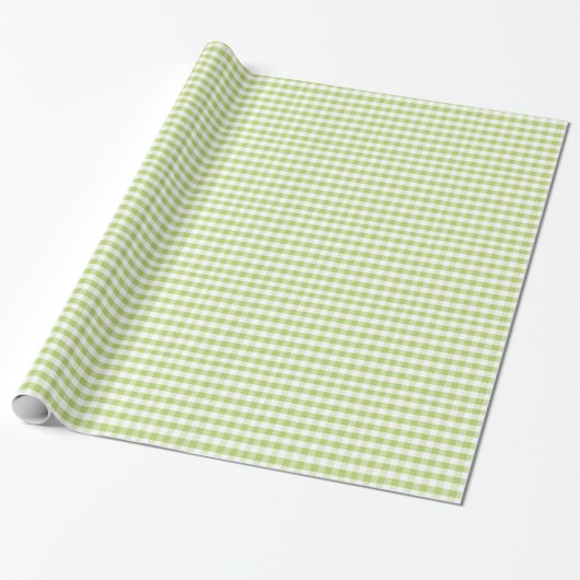 Hellgrünes Gingham-Muster Geschenkpapier (Ungerollt)