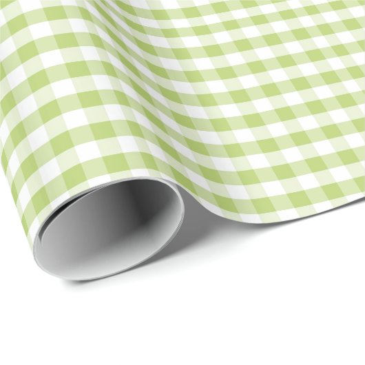 Hellgrünes Gingham-Muster Geschenkpapier (Rolleneckpunkt)