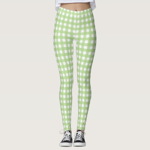 Hellgrünes Gingham-Muster Leggings