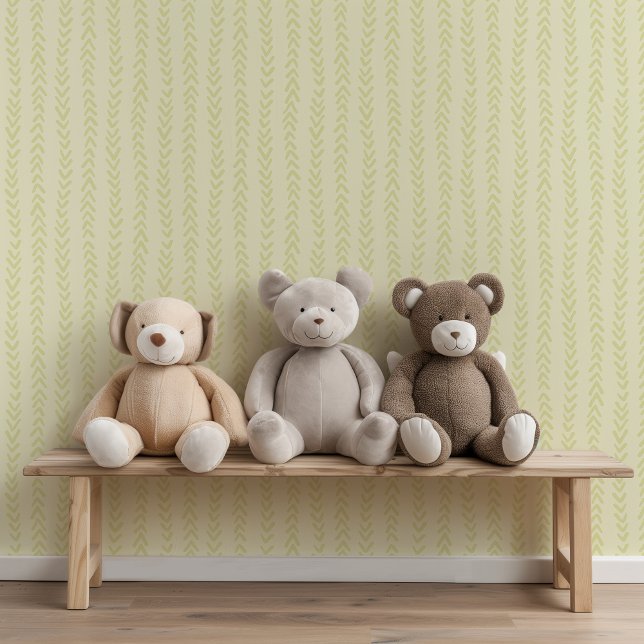 Hellgrünes, handGezeichnet Herringbone-Kinderzimme Tapete (This light green hand-drawn style herringbone pattern is great for a playroom or nursery.)