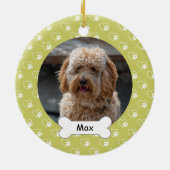 Hellgrünes Herz pflastert Puppy-Hund-Foto Keramik Ornament (Hinten)