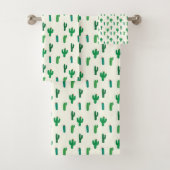 Hellgrünes Kaktus-Muster Badhandtuch Set (Insitu)