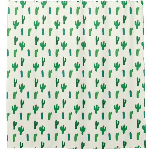 Hellgrünes Kaktus-Muster Duschvorhang (Vorderseite)