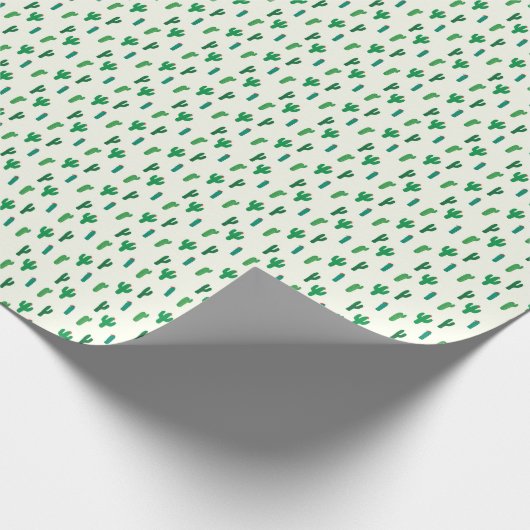Hellgrünes Kaktus-Muster Geschenkpapier (Ecke)