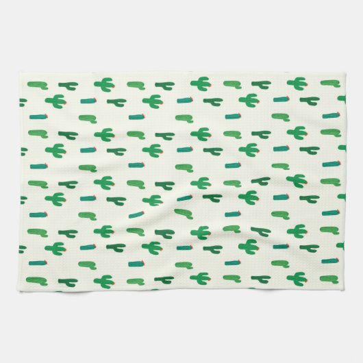 Hellgrünes Kaktus-Muster Geschirrtuch (Horizontal)