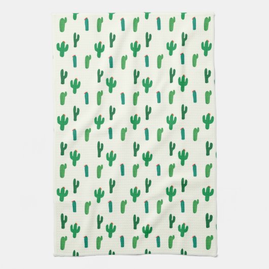 Hellgrünes Kaktus-Muster Geschirrtuch (Vertikal)