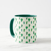 Hellgrünes Kaktus-Muster Tasse (Vorderseite Links)