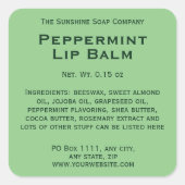 Hellgrünes Lippenbalsam Quadratischer Aufkleber (Vorderseite)