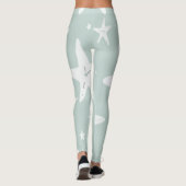 Hellgrünes Muster mit weißen Gesteinsformen Leggings (Rückseite)