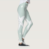 Hellgrünes Muster mit weißen Gesteinsformen Leggings (Rechts)