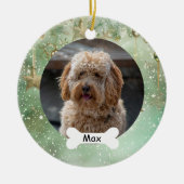 Hellgrünes Puppy-Hund-Foto Keramik Ornament (Vorne)