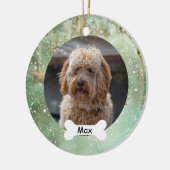 Hellgrünes Puppy-Hund-Foto Keramik Ornament (Links)