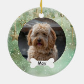 Hellgrünes Puppy-Hund-Foto Keramik Ornament (Hinten)