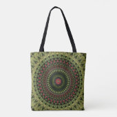 Hellgrünes Schwarz und Rot Mandala Retro Design Tasche (Rückseite)