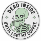 Hellgrünes Skelett beim Kaffeetrinken Aufkleber (Vorderseite)