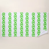 Hellgrünes Spiralmuster auf Weiß Strandtuch (Vorderseite)