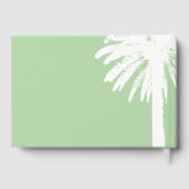 Hellgrünes Strand Hochzeit Palmenbaum Logo Gästebuch (Rückseite)