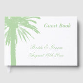 Hellgrünes Strand Hochzeit Palmenbaum Logo Gästebuch (Vorderseite)