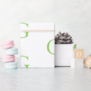 Hellgrünes und Weißes Monogramm  Geschenkpapier