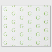 Hellgrünes und Weißes Monogramm Geschenkpapier (Flach)