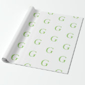 Hellgrünes und Weißes Monogramm Geschenkpapier (Ungerollt)