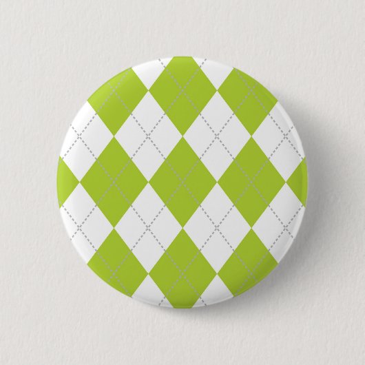 Hellgrünes und weißes Rauten-Muster Button (Vorderseite)