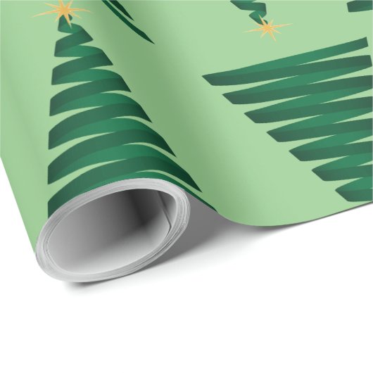Hellgrünes Weihnachtsbaumdesign Geschenkpapier (Rolleneckpunkt)
