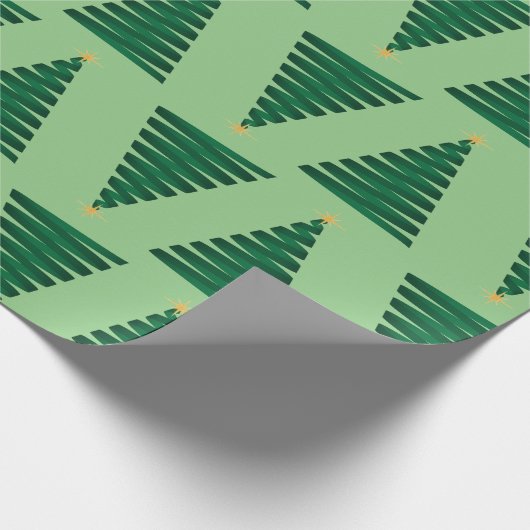 Hellgrünes Weihnachtsbaumdesign Geschenkpapier (Ecke)