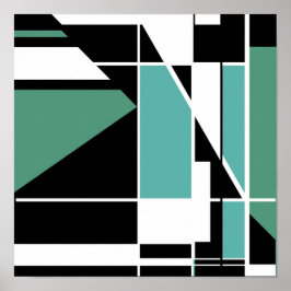 Hellgrünes Weiß auf schwarzmosaikähnlichen Abstrak Poster