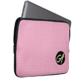 Hellgrünes Zellmuster rosa Hintergrund. Laptopschutzhülle (Vorne Rechts)