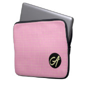 Hellgrünes Zellmuster rosa Hintergrund. Laptopschutzhülle (Vorderseite Links)