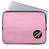 Hellgrünes Zellmuster rosa Hintergrund. Laptopschutzhülle (Vorderseite)