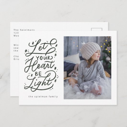 hellherzige, sternbehaftete Weihnachtskarte Feiertagspostkarte (Vorne/Hinten)