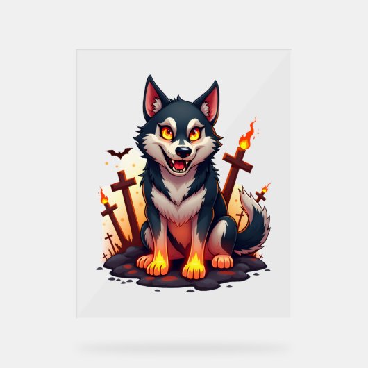 Hellhound Husky Dog Acrylschild (Vorderseite)