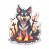 Hellhound Husky Dog Aufkleber (Vorderseite)