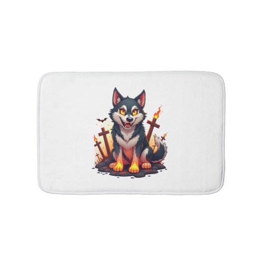 Hellhound Husky Dog Badematte (Vorderseite)