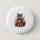 Hellhound Husky Dog Button (Vorderseite)