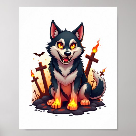 Hellhound Husky Dog Poster (Vorne)