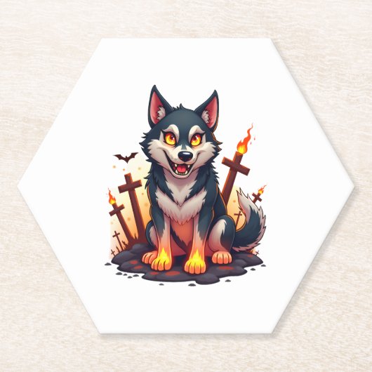 Hellhound Husky Dog Untersetzer (Vorderseite)