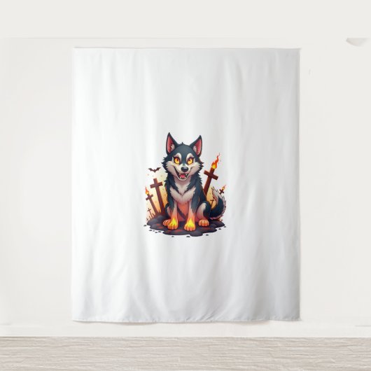 Hellhound Husky Dog Wandteppich (Vorderseite)