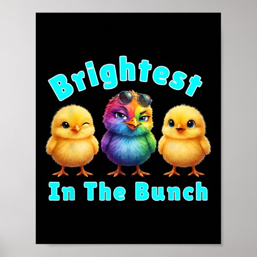 Helligstes Huhn im Bündel Regenbogen Ostern Pun Poster (Vorne)