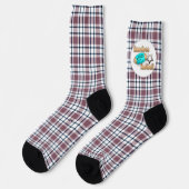 Hellkariertes Retromuster braun-weiß Socken (Linkes Detail)
