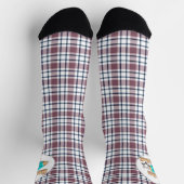 Hellkariertes Retromuster braun-weiß Socken (Oben)