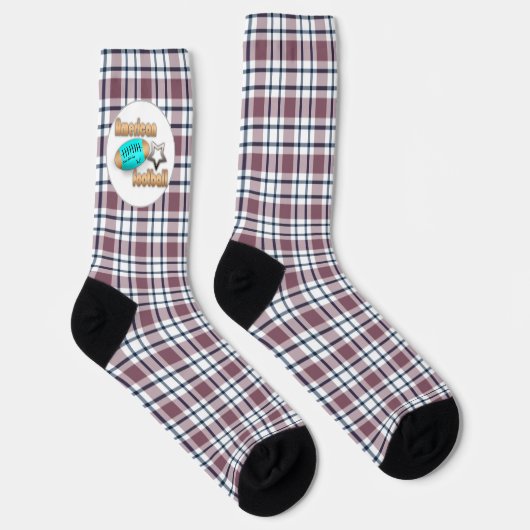 Hellkariertes Retromuster braun-weiß Socken (Rechts)