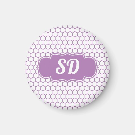 Helllila Wabenbenutzerdefiniertes Monogramm Magnet (Vorne)