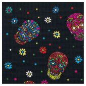 Hellmexischer Blumenschädel Stoff (Nahaufnahme)