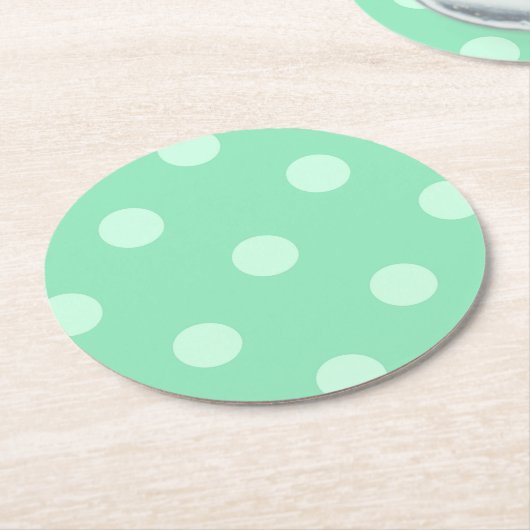 Hellminze grüne Punkte Klassische elegante Vorlage Runder Pappuntersetzer (Angewinkelt)
