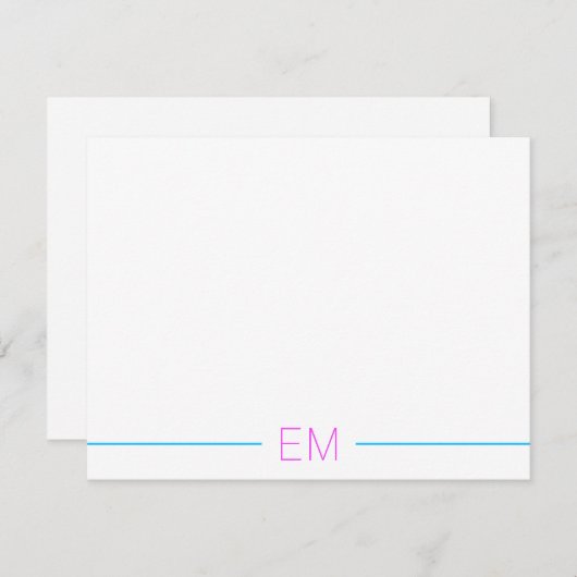 Hellmodern, einfach Mit Monogramm Mitteilungskarte (Vorne/Hinten)